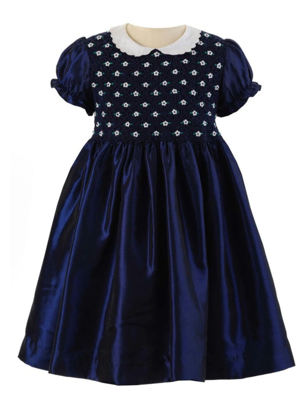 Rachel Riley Navy Blue Taffeta Smocked Dress Size 6-12 Months - Like New - Picture 2 of 7